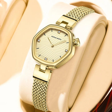 Top Brand Elegant Stainless Steel Mesh With White Rose Gold Tone Original Quartz Movement Luxury Watches